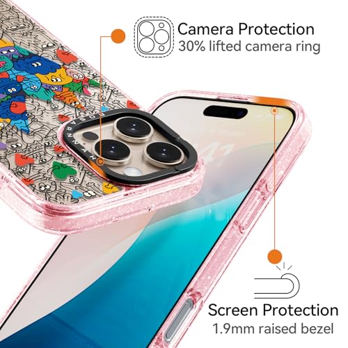 Coque antichoc iPhone 16 Pro durable 2m pailletée rose pour smartphone - 3
