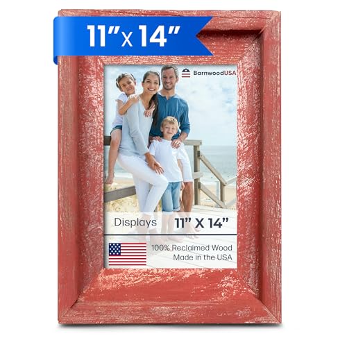 BARNWOODUSA Farmhouse Style Rustic Picture Frame, Office, 11x14, Rustic Red