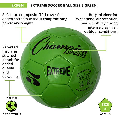 Champion Sports Extreme Series Composite Soccer Ball Sizes 3, 4, 5 in