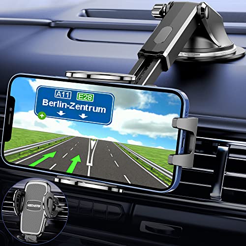 Cell Phone Mount for Car, Universal Car Phone Holder Mount [Thick Case & Big Phones Friendly] for Car Vent Dashboard Windshield Hands Free Clip Cell Phone Holder Compatible with All Mobile Phones