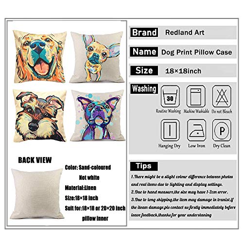 Redland Art Cute Pet Bulldog Dog Pattern Throw Pillow Covers Linen Cushion Cover Cases Pillowcases Sofa Home Decor 18”X 18”Inch 45Cm #TOP1