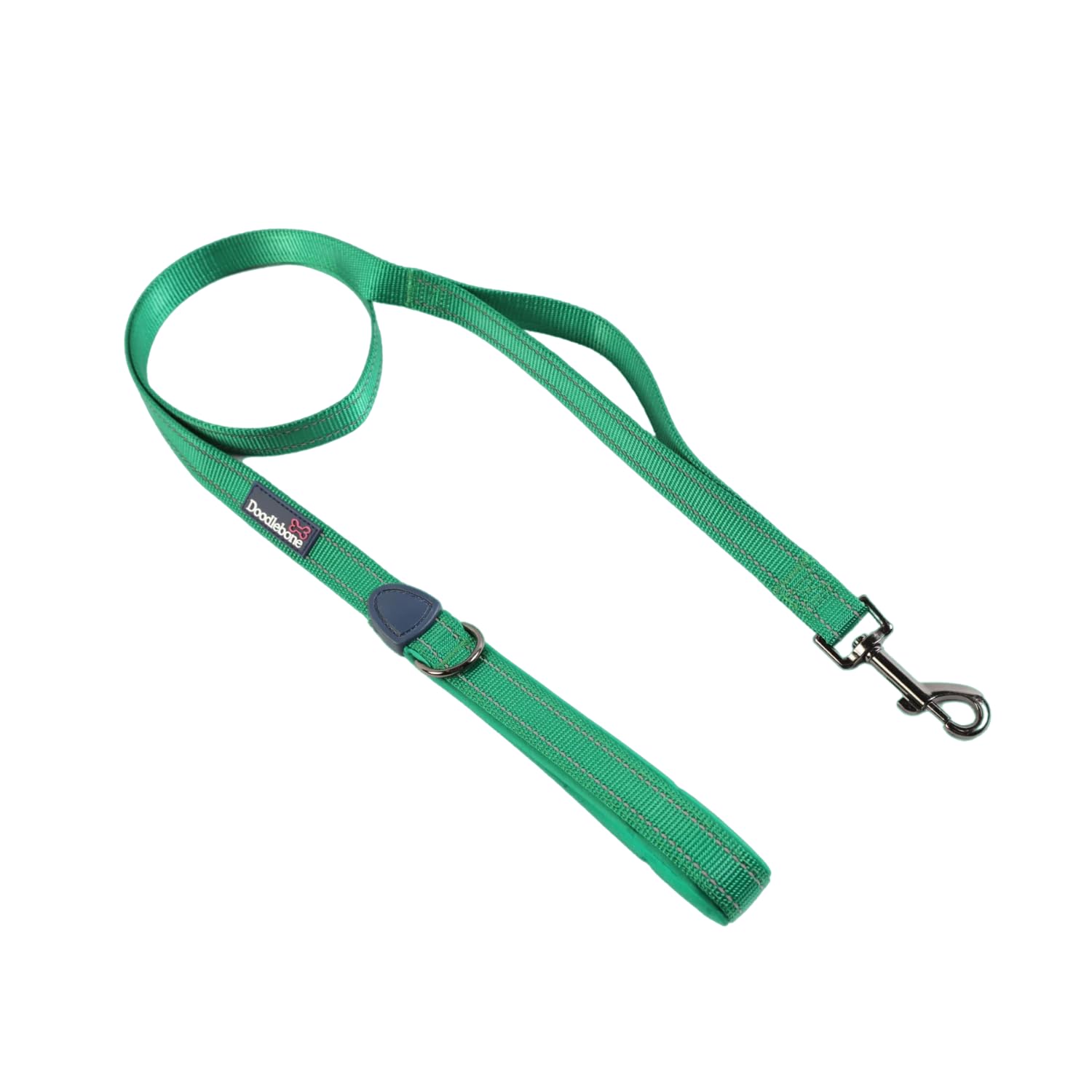 Doodlebone - With Me Dog Lead- padded handle, control handle for extra control, reflective, machine washable dog lead, strength tested componentry (Forest, 25mm)
