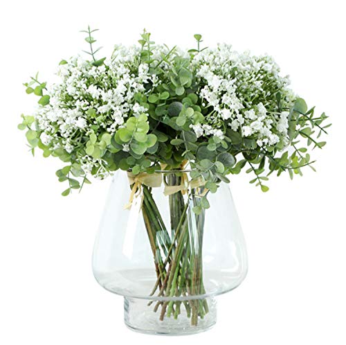 Skyseen Artificial Flowers Eucalyptus Leaf Babys Breath Gypsophila Bouquets Wedding Party Home Decor,Pack Of 1(White) #TOP2