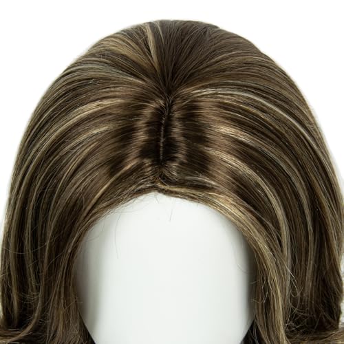 Image of 70s Brown Highlight Disco Wig Farrah Fawcett Wigs for Women Lady Natural Synthetic Full Wigs Vintage Cosplay Costume Hair Wig (mixed brown)