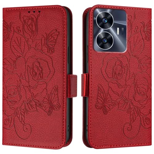 Coque Realme Narzo N55 étui antichoc rabat et housse protection antichoc rouge