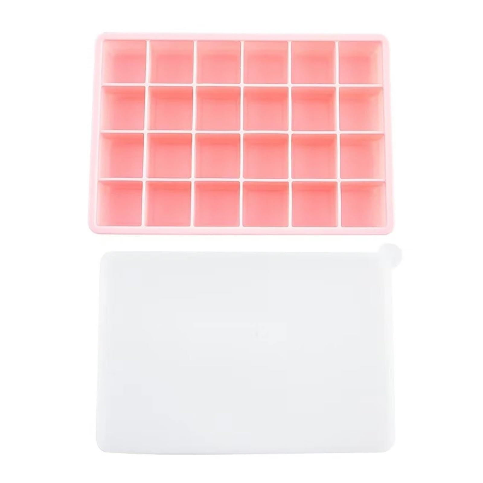 Cubiteras Para Hielo Molde de silicona for cubitos hielo 24 rejillas, bandeja cuadrada grande, duradero, for bar, pub, vino(Pink Pro,4pcs)