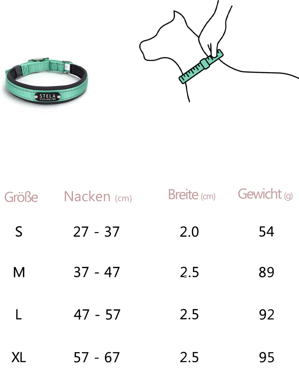 Personalisiertes Reflektierendes Hundehalsband – Individuell Graviert mit Name & Telefonnummer, Weiches Neoprenfutter, Verstellbar, Robust & Bequem, Sicherheits-Halsband für Hunde