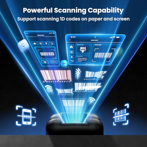 Eyoyo Mini Barcode Scanner Wireless: Portable 3-in-1 Bluetooth Bar Code Scanner with Battery Level Indicator, USB CCD Image Reader for Small Business Compatible with iPhone iPad Android POS Computer by Eyoyo - Image 3