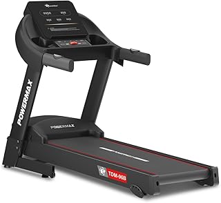 PowerMax Fitness TDM-96B 4HP DC Treadmill for Home | 110KG Max User Running Machine | 14km/hr Top Speed