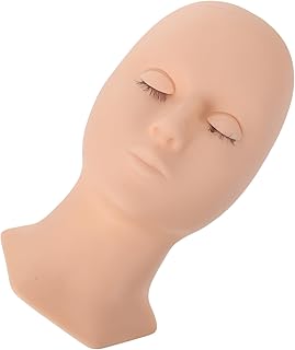 FRCOLOR 1Pc Cílios De Cabeça Humana Ensinando Prática De Maquiagem Escura Prática Molde De Cabeça De Silicone Molde De Cabelo Manequim Trança Boneca Prática Cabeça Prática Molde De Cabeça