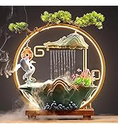 HSINYA Crane Tabletop Water Fountains Indoor Waterfall with LED Light Desktop Fountain for Medita...