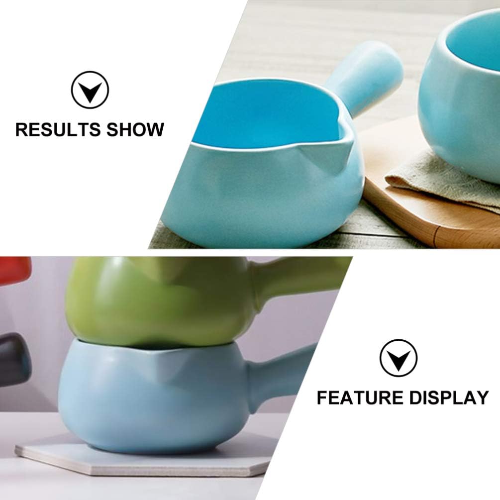 Enamel Milk Pot Non-Stick Mini Pot Noodle Pan Ceramic Soup Pot Cookware 700Ml-Blue