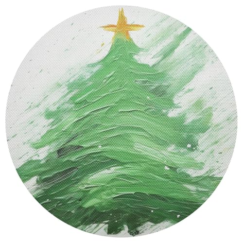 Juego de 6 manteles individuales redondos antideslizantes para árbol de Navidad, resistentes al calor, tamaño XL