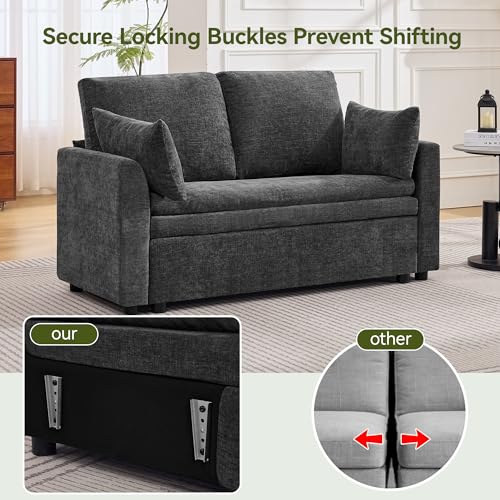 Image of 51 inch Sectional Loveseat Couches with Comfy Deep Dual-Layer Cushion, 2 Seater Couch, Modern Modular Love seat Sofa, Chenille Sofas for Living Room, Apartment, Grey