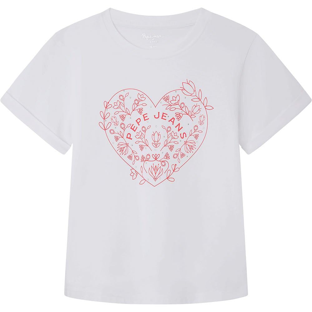 Pepe Jeans Girl's Niara T-Shirt, White (White), 4 Years