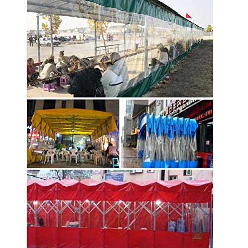 Puesto de comida protegido con cortina impermeable PVC amarilla 4x5m 4