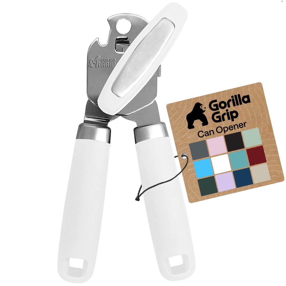 GORILLA GRIP Upgraded Model Stainless Steel Manual Can Opener, White