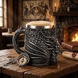 Arola Medieval de Jarra de Cerveza de Dragón,Taza de Regalo de Taza de Café de Acero Inoxidable para Dragón Collector,Decoración de Fiesta Temática, Taza de Jarra Tankard para Café/Bebida/Jugo 500ml.