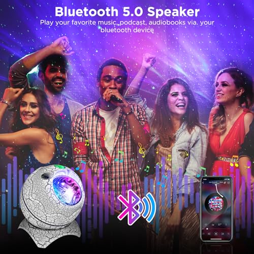 Image of Galaxy Projector Dinosaur Egg Star Light, Bluetooth Speaker Night Light with White Noise, Timer, Remote Control Color Changing Mood Lighting /Gifts Bedroom Decor