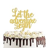 Let the Adventure Begin Cake Topper for Going Away Travel Themed Wedding Party Decorations