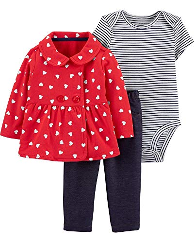 Carter's Baby Girls' 3 Pc Sets 127g177 (12 Months, Red Heart/Button)