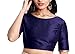 Women's Dupion Silk Blouse Boat Neck Saree Top Bollywood Choli Tunic Partywear Navy Blue