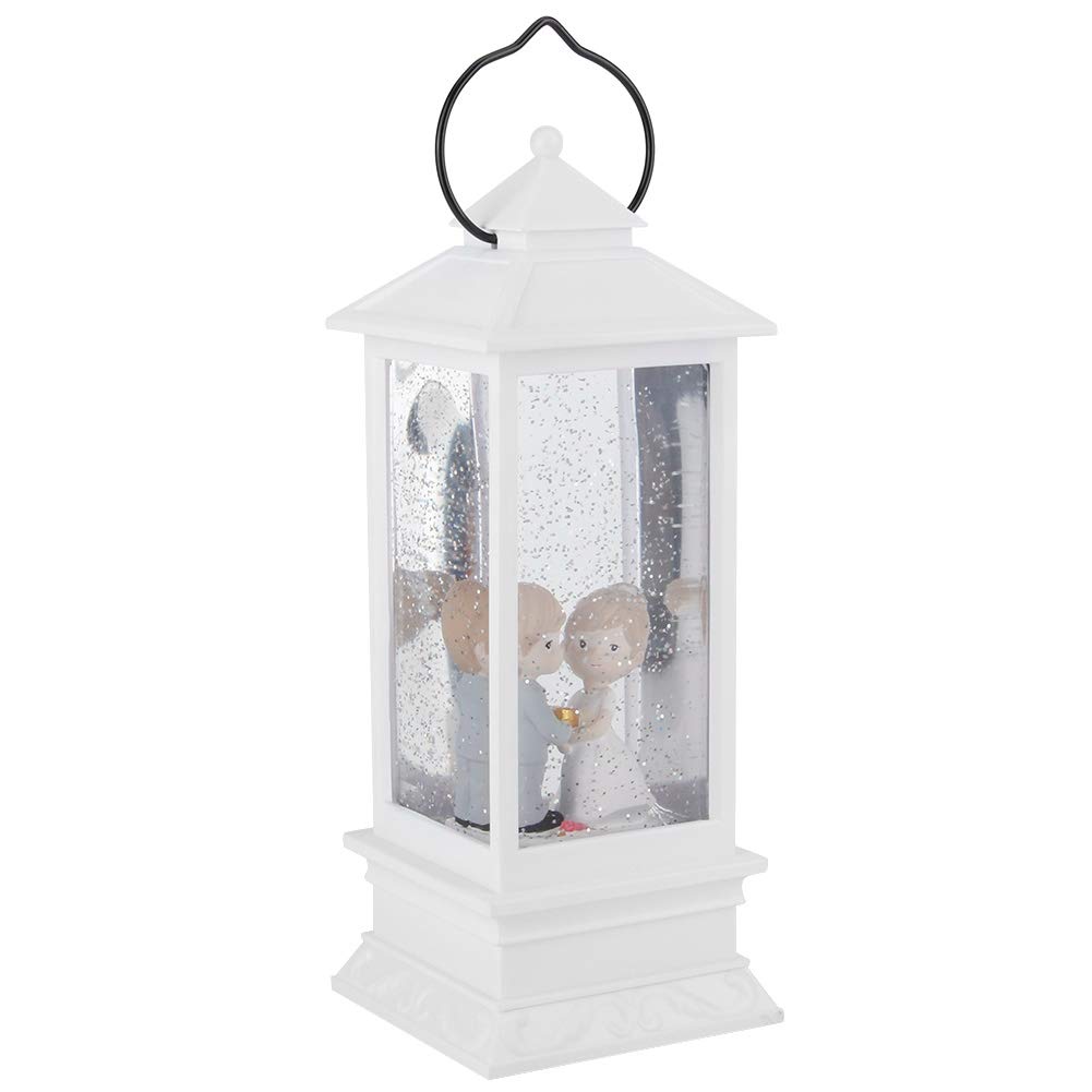 Globo de nieve navideño con luces LED para decoración del hogar, diseño de linterna festiva, material duradero, regalo ideal para vacaciones, familiares y amigos (pareja blanca)
