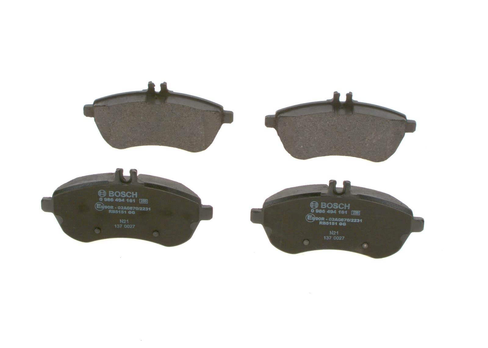 Bosch BP1072 - Plaquettes de Frein Avant pour Voiture - Jeu de 4 | Qualité Bosch - Réduction du Bruit et de la Poussière - Certifié ECE-R90 - Sans Cuivre