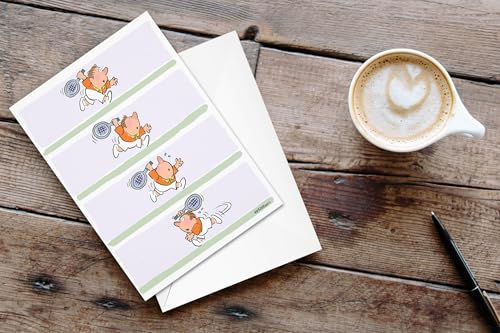 Image of Stonehouse Collection Funny Tennis Note Card, Running All Over the Court, 10 Cards and Envelopes, Blank Inside - Made in the USA