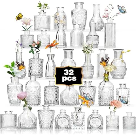 Anquephd Vintage Glass Bud Vase Set Cover