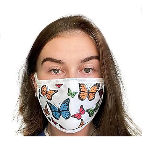 Komonee Adults Face Mask Washable Reusable Trendy Dustproof Multicolour Butterfly Butterflies Cloth Mouth Cover Covering Cover