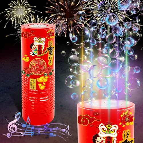 Image of SHAKTISM Tower Bubble Maker Machine, Automatic Bubble Blower for Kids & Parties, Toys with Lights & Sounds Fireworks Effect for Outdoor Indoor Party Wedding Lawn Decoration, Red