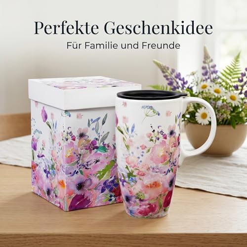 Topadorn Watercolor Flower Travel Mug