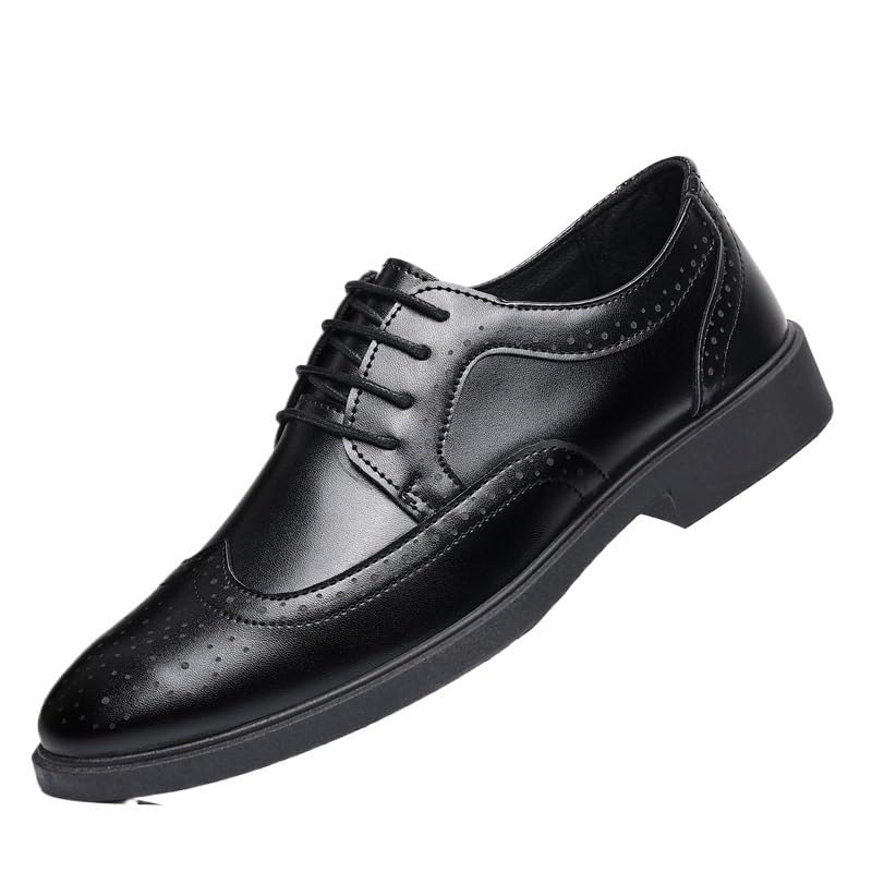 Fashion Designer Oxford for Men Formal Wedding Office Business Shoes Low Top Breathable Casual Shoes(7.5) Black