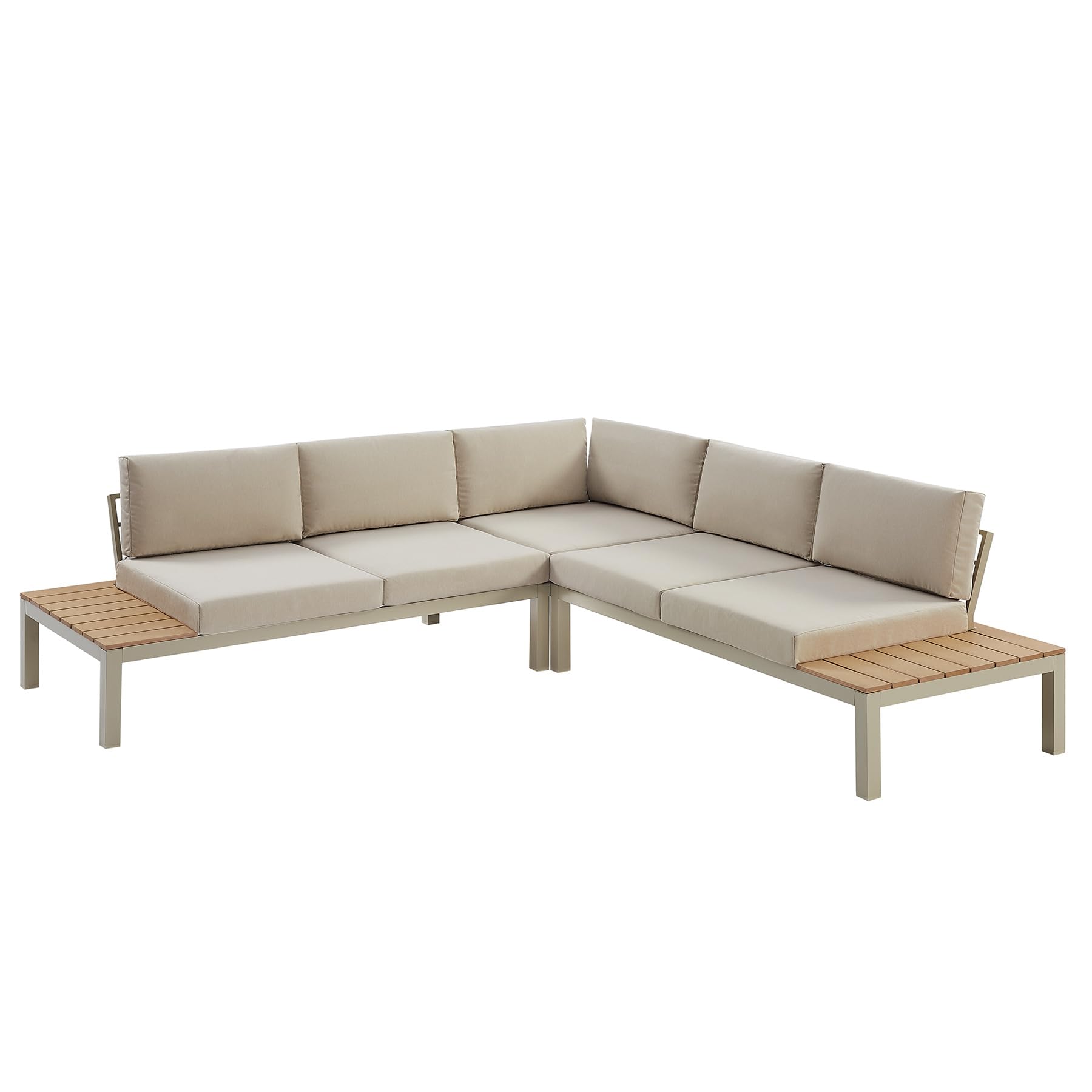 Riess Ambiente Garten Sitzgruppe Miami Lounge - 240cm - Champagner Greige - Aluminium WPC - wetterfest Outdoor inkl. Kissen