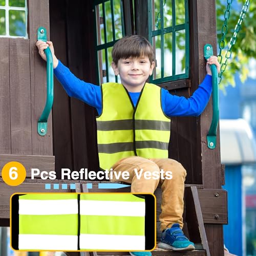 6 Pcs Kid High Vis Vest High Visibility Safety Vest with Reflective Strip Reflective Hi Vis Vest for Outdoor Activities (S, 4-6 years(100-120 cm)) - Image 3