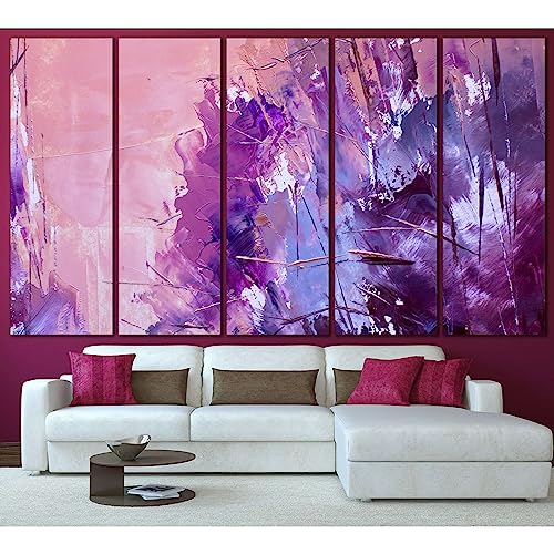Peintures à l'huile abstrait pour habiller un grand mur, cadre 5 panneaux