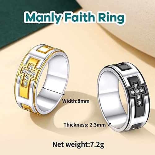 Supcare Gold Cross Ring Size 12 Wedding Rings for Men Jesus Ring Faith Ring Christian Ring Thumb Rings for Men