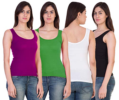 Image of Pack of 4 Premium Tank Top Vest Top Camisole Sando Spaghetti Inner Wear Camis for Women,Girls