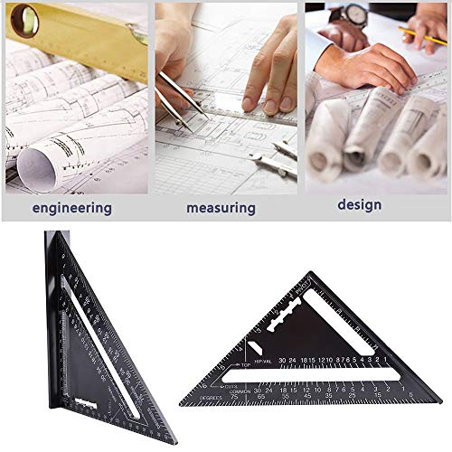 7/12 Inch Triangle Ruler, Aluminum Alloy Square Protractor High Precision Layout Measuring Tool for Engineer Carpenter - Image 3