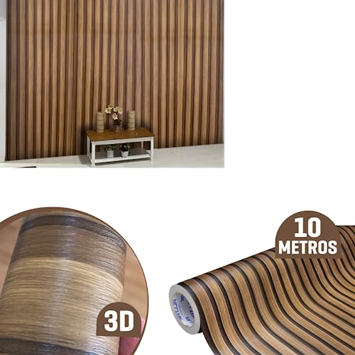 Papel de Parede Ripado 3D Adesivo Autocolante Decoração 10 Metros x 45cm