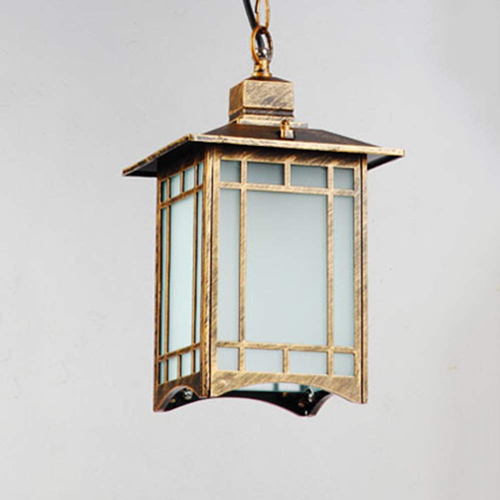 Retro Schwarz/Gold Außen Hängeleuchte Wasserdichter IP54 Industrie Pendelleuchte Aluminium Glas Höhenverstellbar Hängelampe Garten Balkon Flur Club Cafe Pendant Light 18.8 * 30.5cm E27