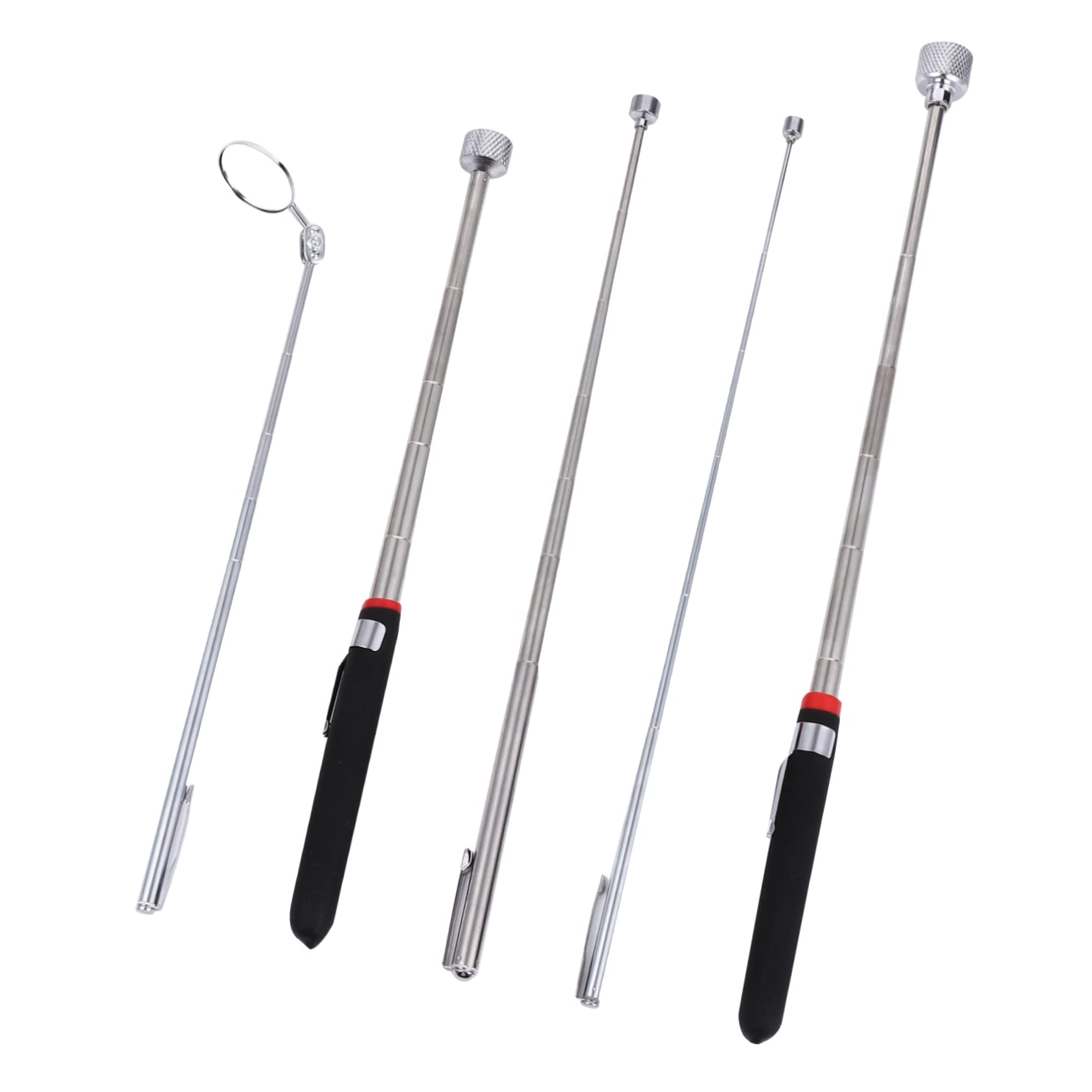 MAGICLULU 5pezzi Specchi Di Ispezione Telescopico Strumento Per Auto Magnete e Bastoncino Di Raccolta Robusto e Durevole Per Ispezione e Controllo