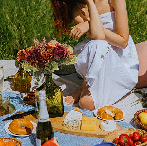 Sdeerit Artificial Flowers, Silk Hydrangea Flower Bouquets Artificial Roses Daisy Fabric Flowers For Fall Flowers Farmhouse Home Boho Wedding Table Centerpiece Decoration 3 Packs(Orange Red) #TOP2