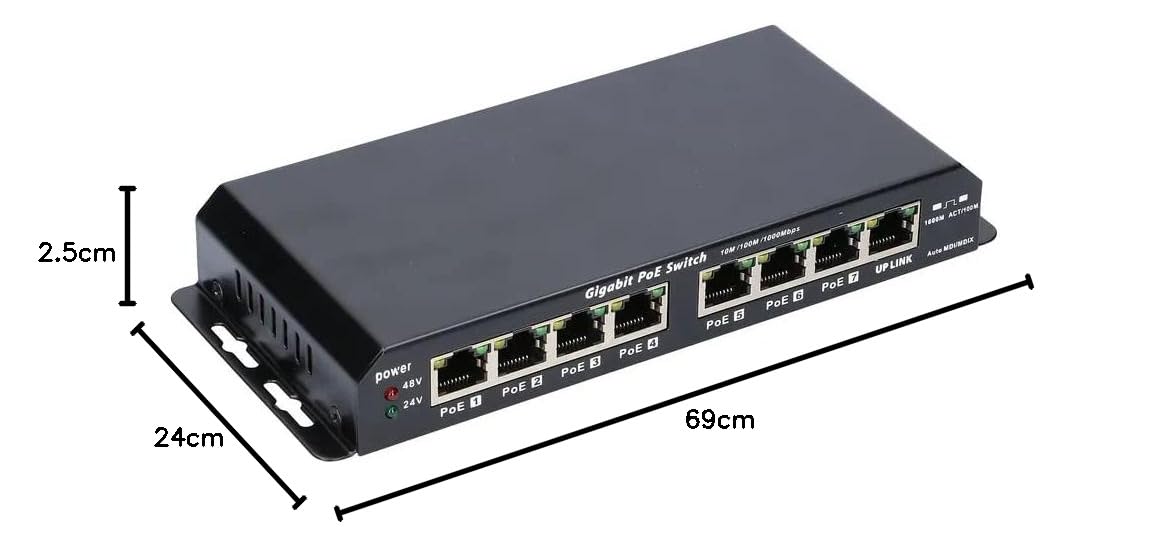 Switch Gigabit PoE 8-7 Port 24V 60W