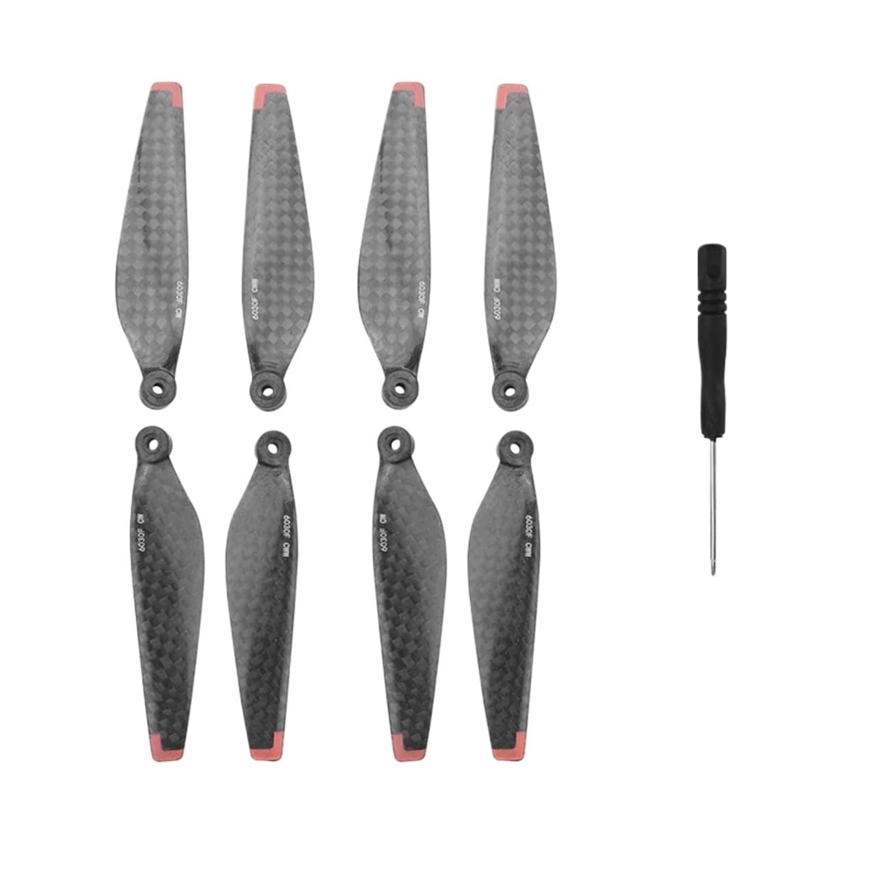 OUIO Kohlefaser-Propeller, Kompatibilität For DJI Mini 4 Pro/Mini 3 Pro Drohne, Geräuscharme Rotorblätter, Flügelpaddel-Requisiten, Ersatzzubehör(Black 8pcs)