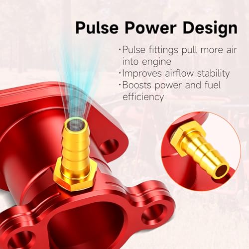 Image of FVRITO 212 Intake Manifold Pipe with Pulse Compatible with Predator 212cc 196cc Coleman CT200U CT200U-EX BT200X Massimo Baja MB200 Mini Bike KT196 Go Kart GX160 GX200 6.5HP Clone Engine Parts Red