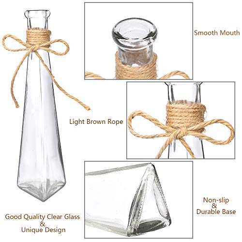 Nilos Small Vases For Centerpieces Set Of 6, Glass Bud Vases In Bulk, Mini Clear Vase For Flower, Rustic Decorative Vase With Rope Design And Unique Shapes For Wedding, Dinning, Home Decoration #TOP3