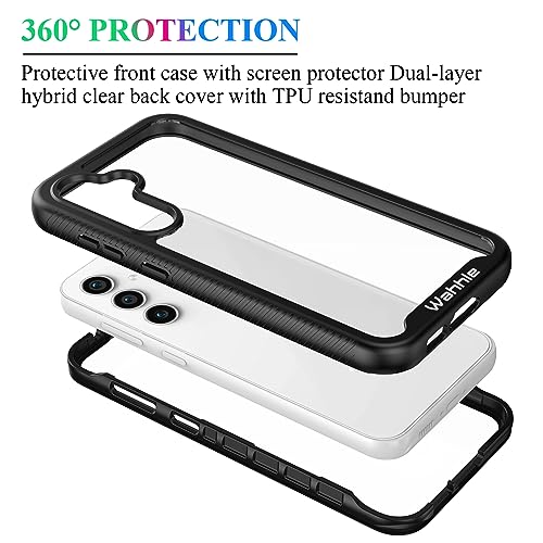 wahhle Compatible with Samsung Galaxy S24 FE Case, Built in Screen Protector Full Body Shockproof Slim Fit Bumper Protective Phone Cover for Galaxy S24 FE 5G Men Women-Black/Clear by wahhle - Used condition - Image 3
