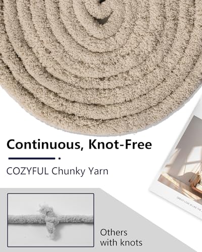 Image of Cozyful Chunky Yarn for Hand Knitting, #9 Thick Jumbo Big Chunky Yarn for Crocheting, Super Chunky Knit Blanket Yarns, Large Chunky Chenille Yarns, 8 Pack (30 yds 8 oz Each Skein), Khaki